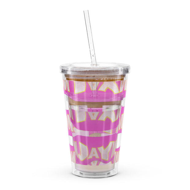 Crinkly Don Jaymor Ribbon clear plastic tumbler