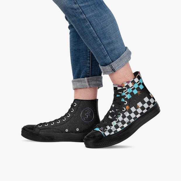 Space Electric Don High-Top Canvas Shoes - Black