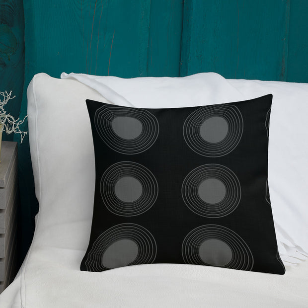 Black N Gray Circles Premium Pillow