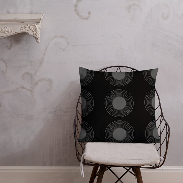 Black N Gray Circles Premium Pillow