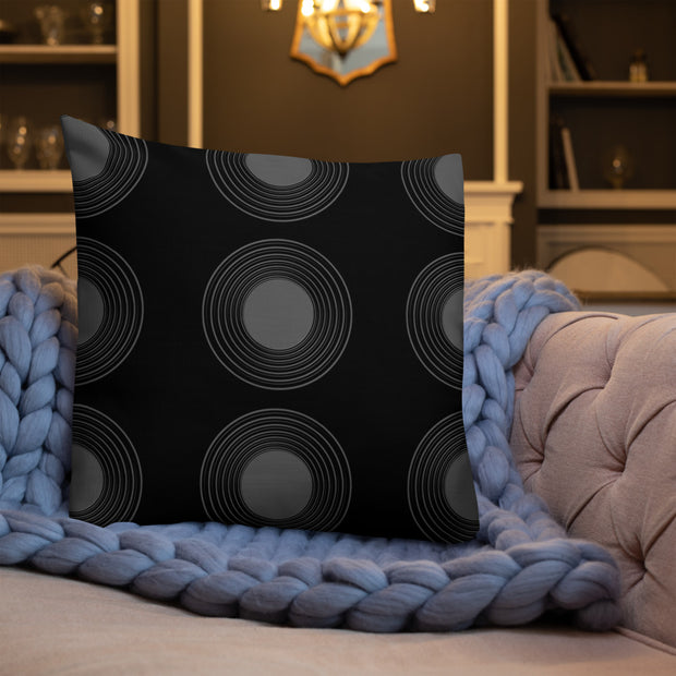 Black N Gray Circles Premium Pillow