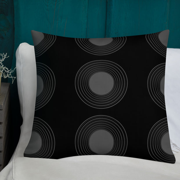 Black N Gray Circles Premium Pillow