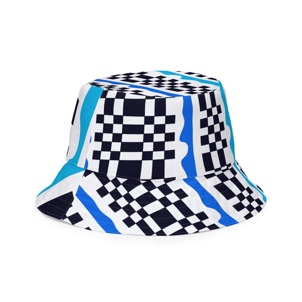 Checkered w/ Wave Stream reversible bucket hat