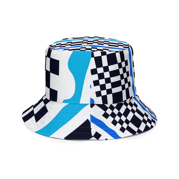 Checkered w/ Wave Stream reversible bucket hat