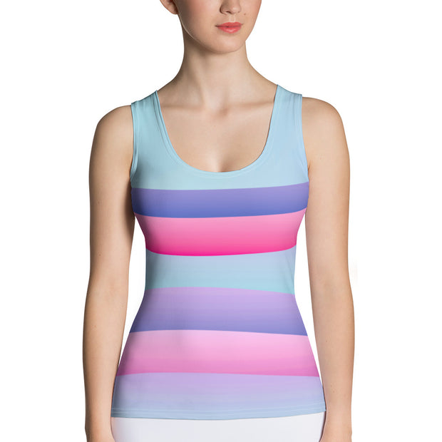 Pink and Lilac Waves Sublimation Cut & Sew Tank Top
