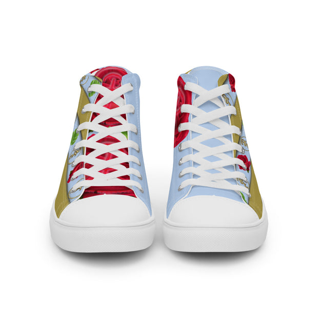 Spring Rose Men’s high top canvas shoes